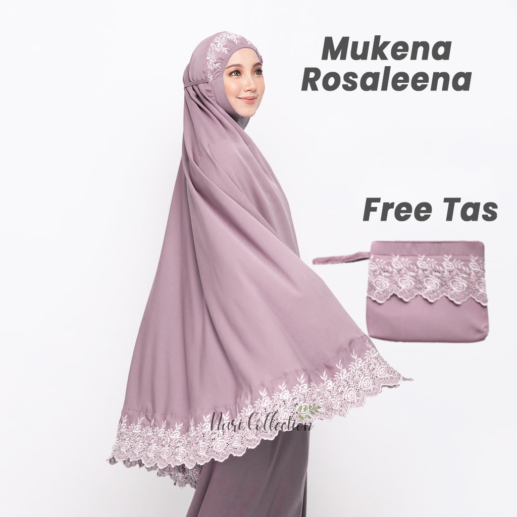 Mukena Rosaleena Dewasa Jumbo Katun Bordir Tas