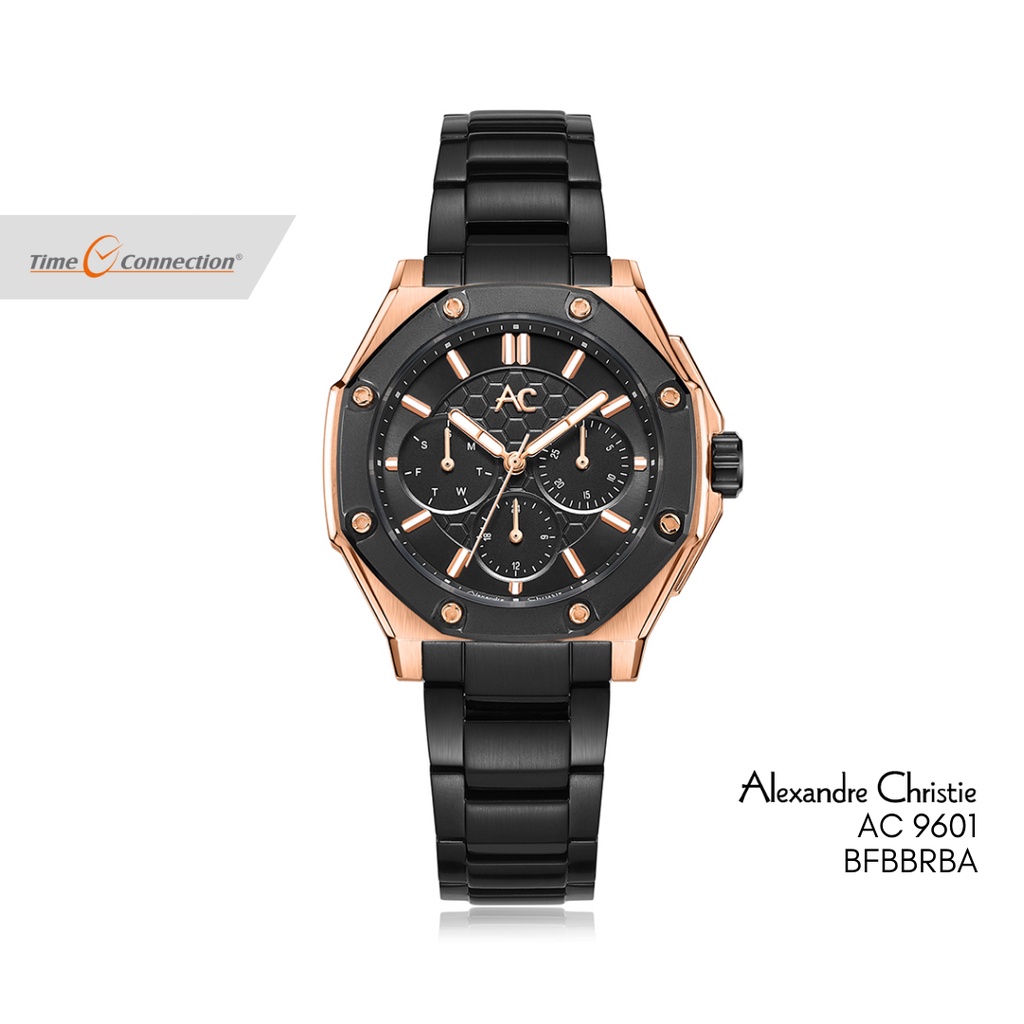Alexandre Christie AC 9601 BFBBRBA Hitam Rosegold Original / Jam Tangan Wanita Rantai / AC Collectio