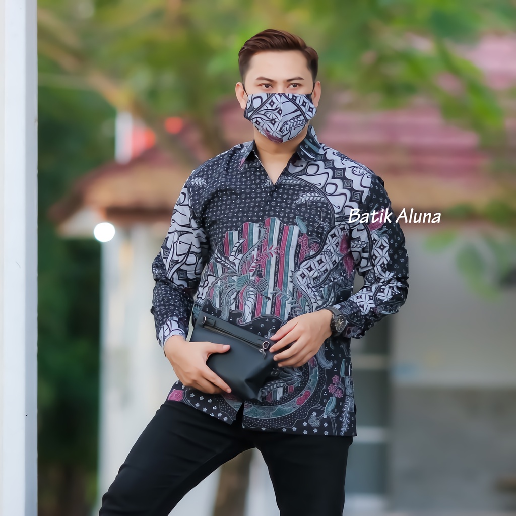 KEMEJA BAJU BATIK ALUNA KATUN JAWA SOLO FURING REGULAR PREMIUM PRIA MODERN LENGAN PANJANG PCW 112