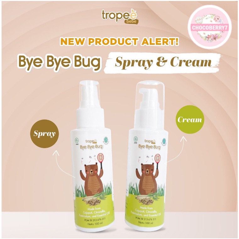 Tropee Bebe Bye Bye Bug Cream &amp; Spray 100ml Lotion Baby Anti Nyamuk Bugs Repellent