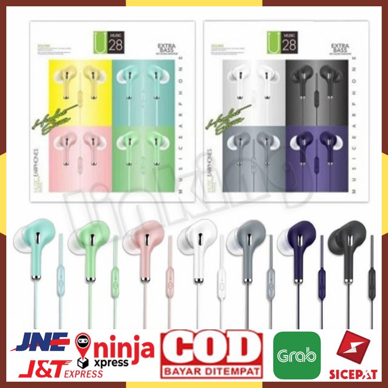 HF Headset Stereo Hf U28 Extra Bass Warna Macaron Harga Murah kwalitas bagus