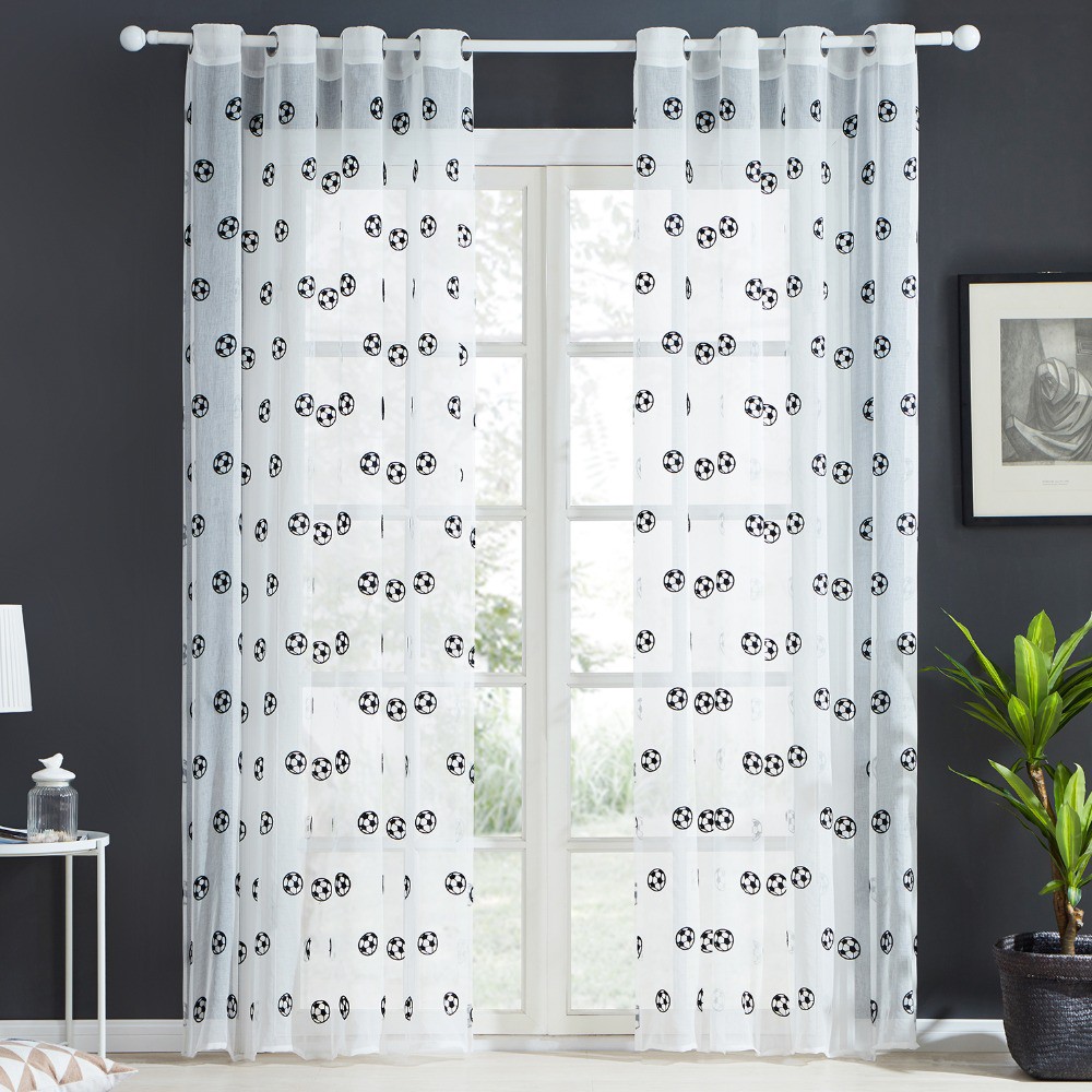 Brand New Football Pattern Window Tulle Embroidered Sheer Curtains Kitchen Door Curtains Shopee Indonesia