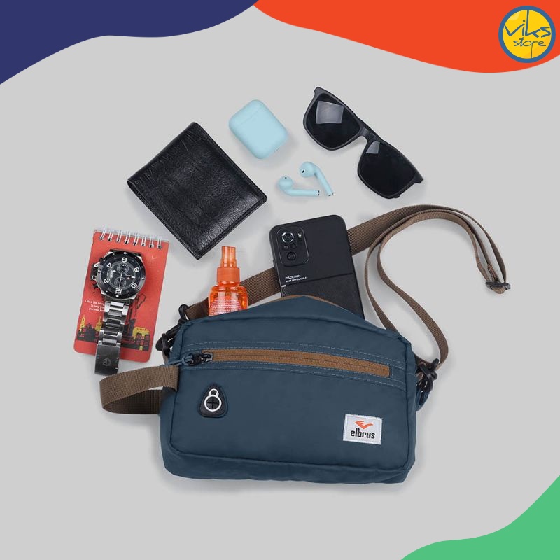 Tas Selempang Pria Cowok Elbrus Original Slingbag Tas Kerja Kuliah Sekolah Simple Ukuran Size Sedang