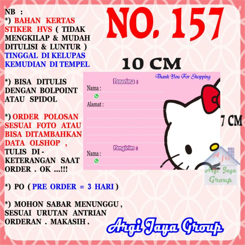 

Stiker HVS - Stiker Pengiriman - Sticker Alamat Olshop Murah Nomer 157-10x7cm