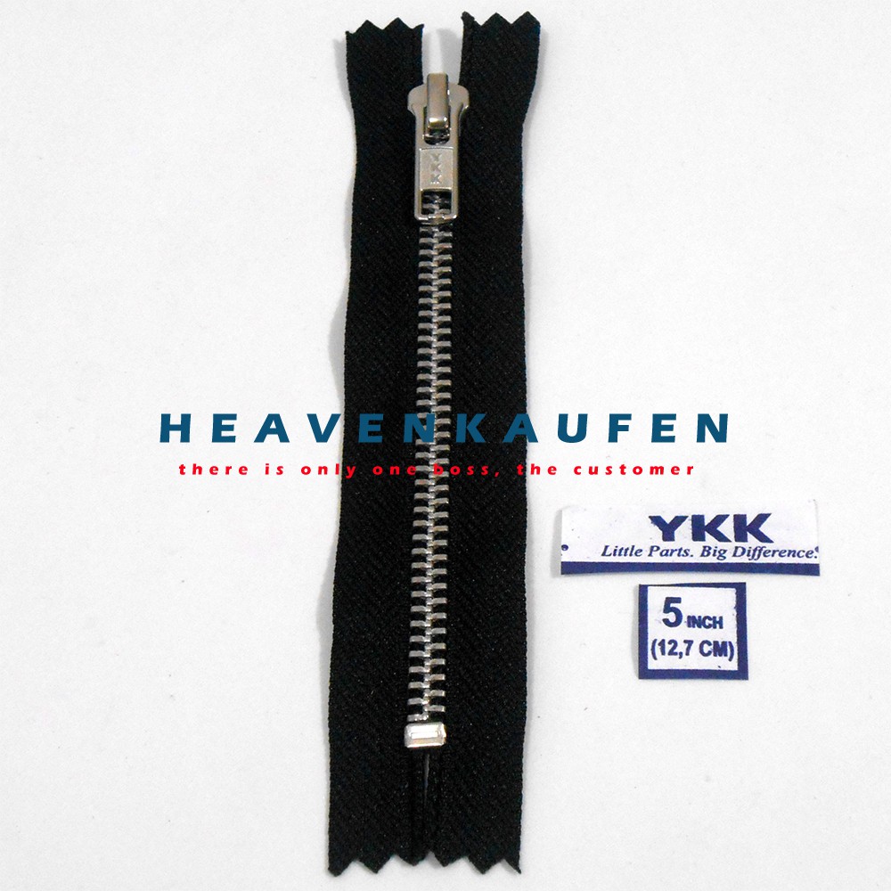 Resleting Jeans YKK 5 inch/12,7 cm Hitam-Silver