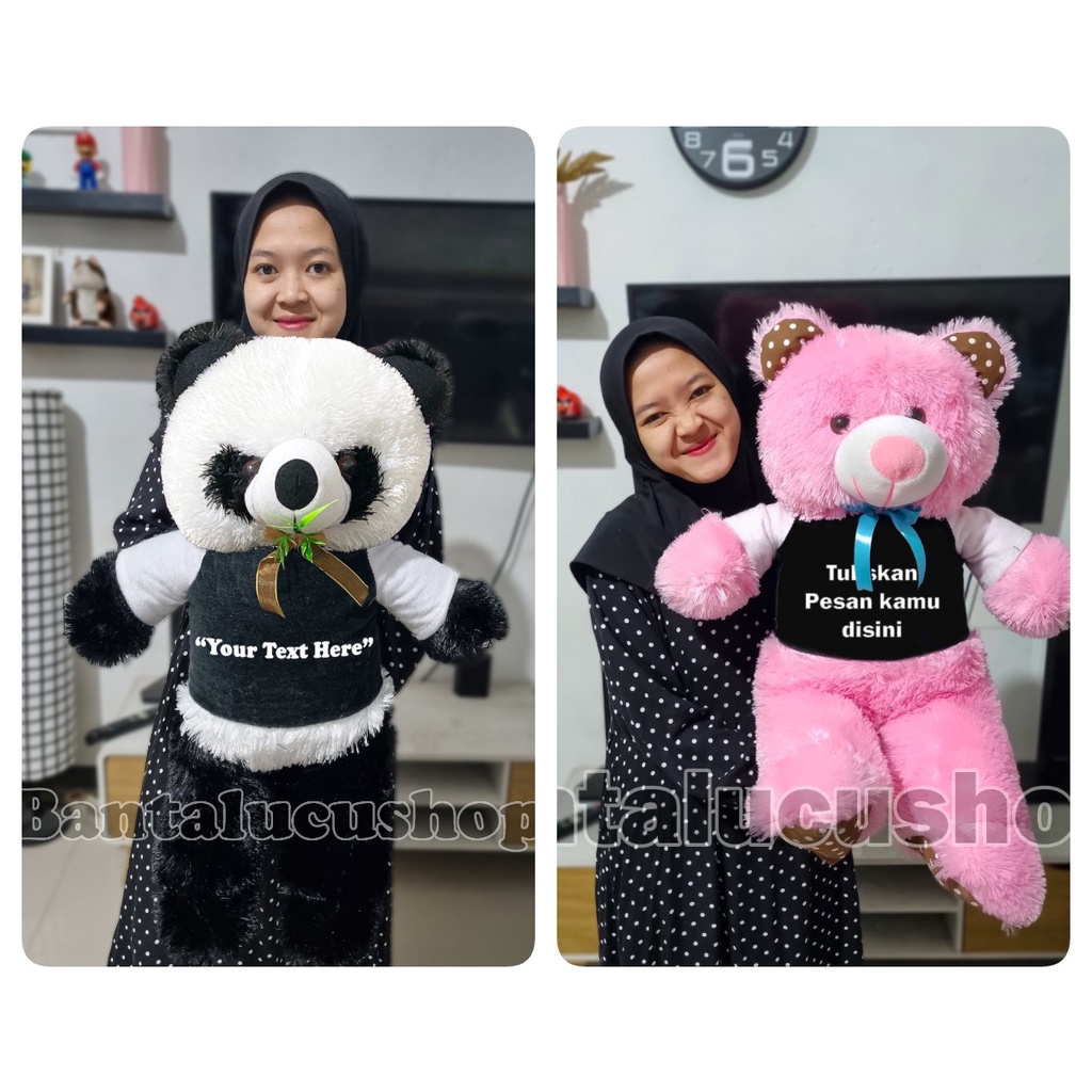 Boneka Beruang Custom Teddy Bear Panda Custom Tulisan XL 65CM