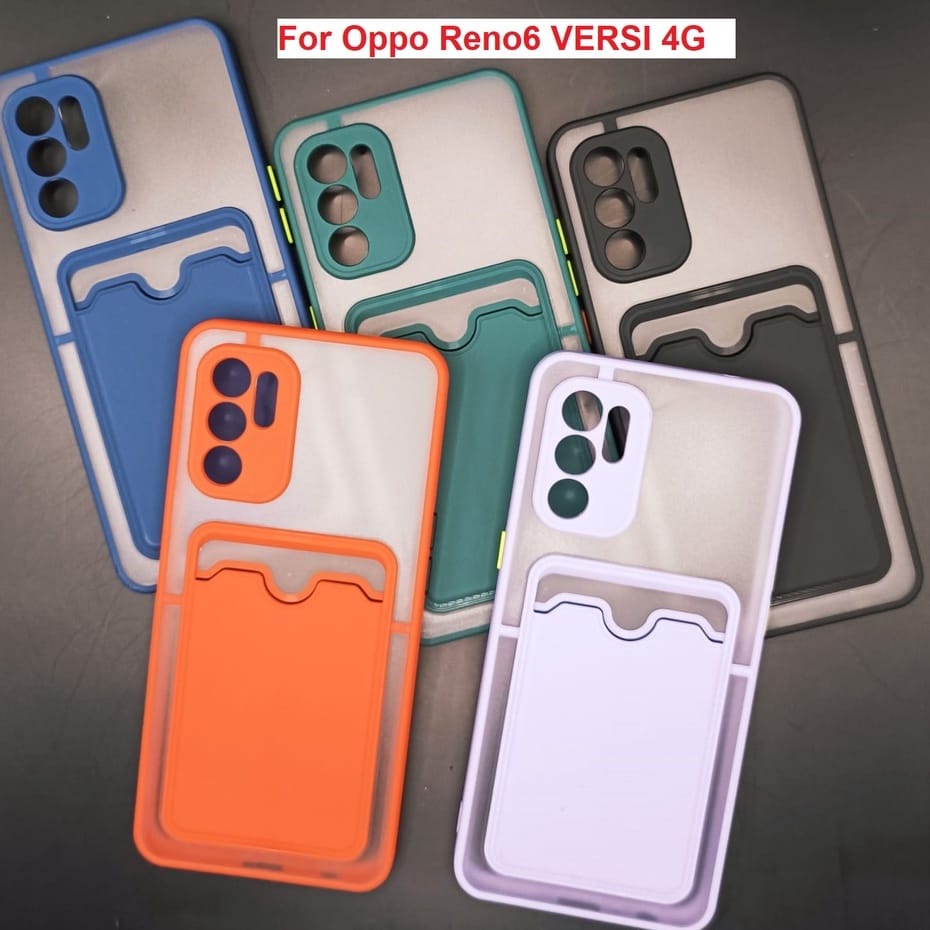 Chuubut Oppo Reno6 4G Reno 6 4G Case Softcase POCKET CARD HOLDER Case Casing Oppo Reno6 4G Reno 6 4G