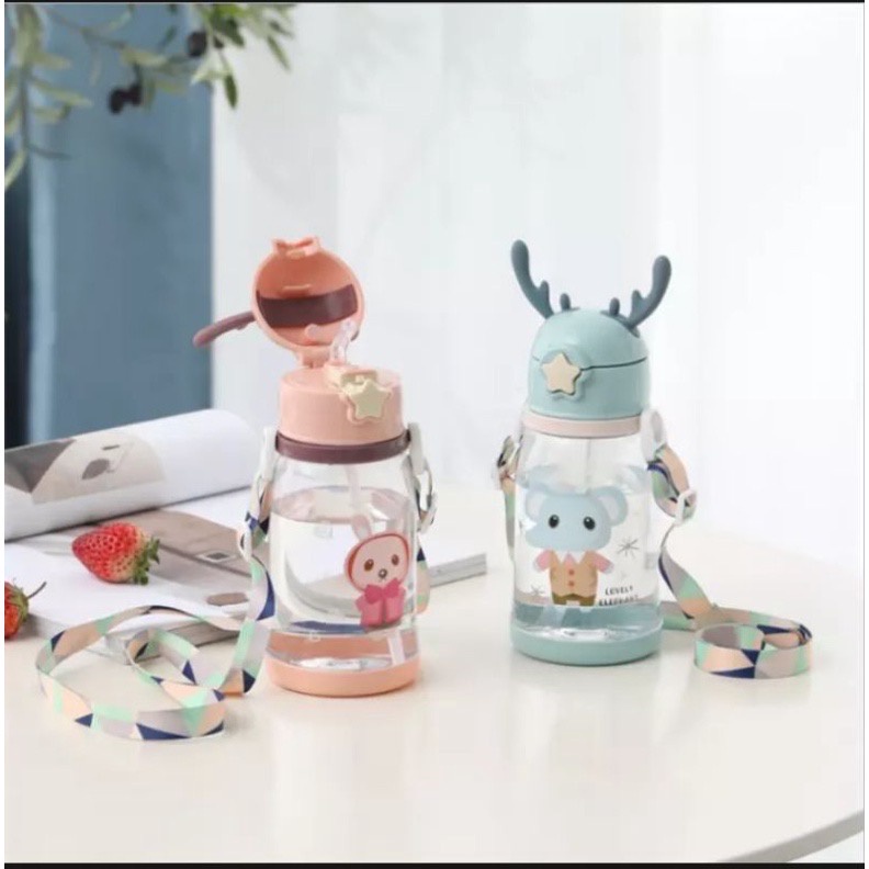[BR] Botol Minum Anak Model Tanduk Rusa 600ml Karakter Lucu
