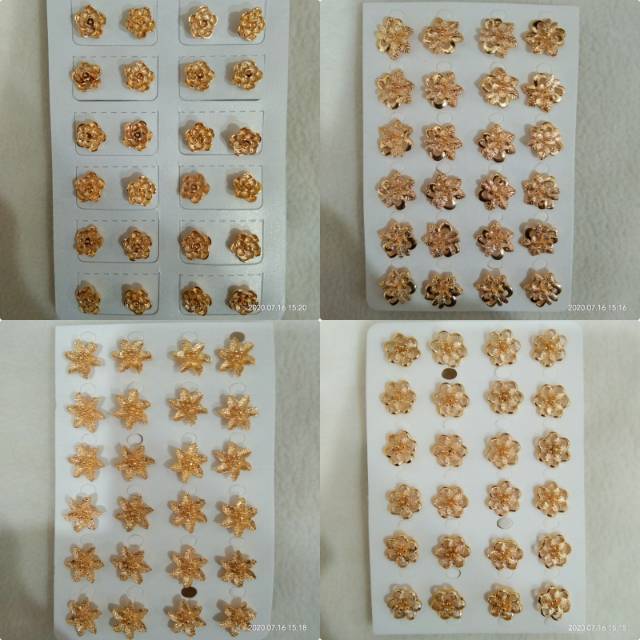 12 pasang anting tusuk dewasa motif bunga/1 lusin