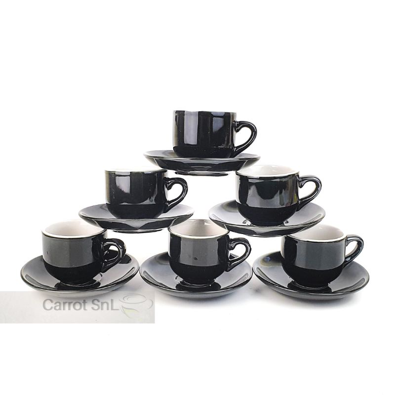 Jual 6 Cangkir 6 Saucer Cangkir Set Keramik Porcelain Cup Coffee Cappucino Espresso Kopin Ukuran 9478