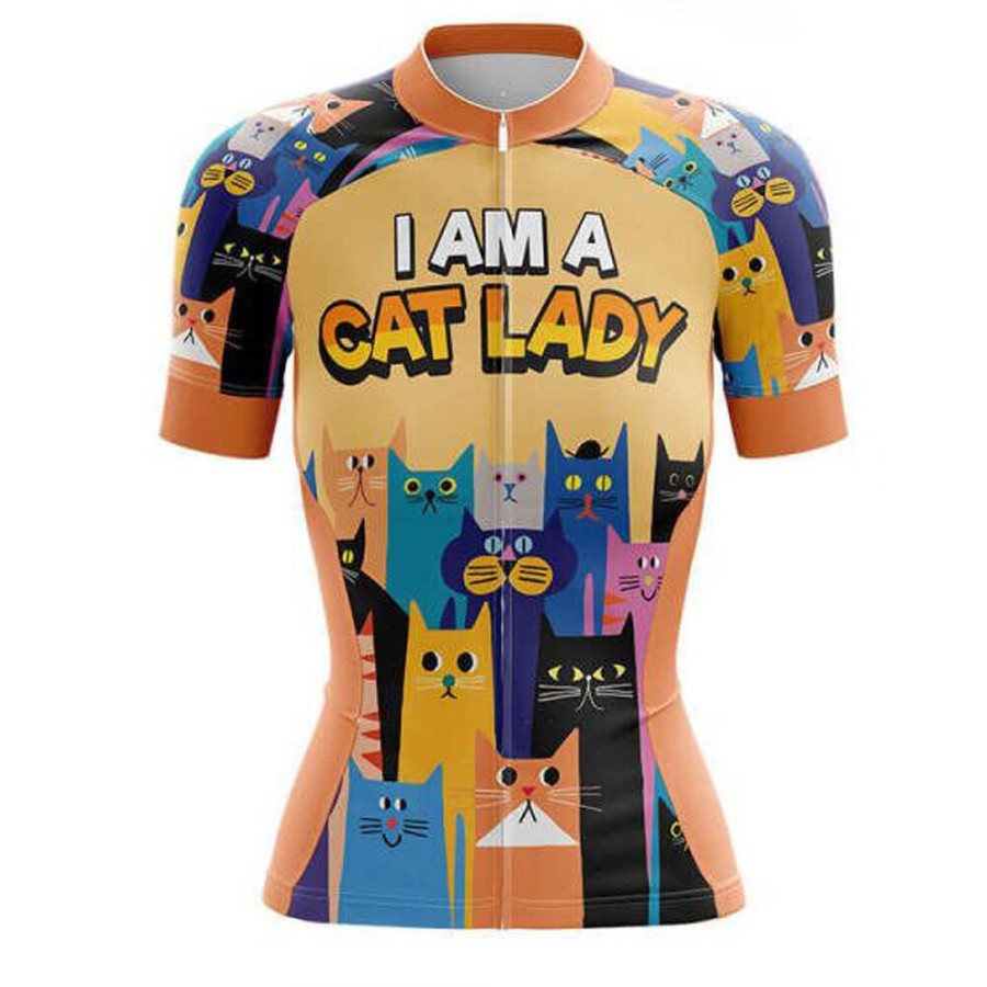 JERSEY baju SEPEDA Wanita Team I AM A CAT LADY kucing road bike