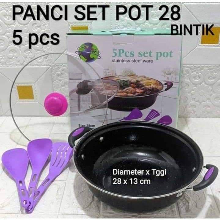 PANCI SINDA TUTUP KACA SET POT 5 PCS