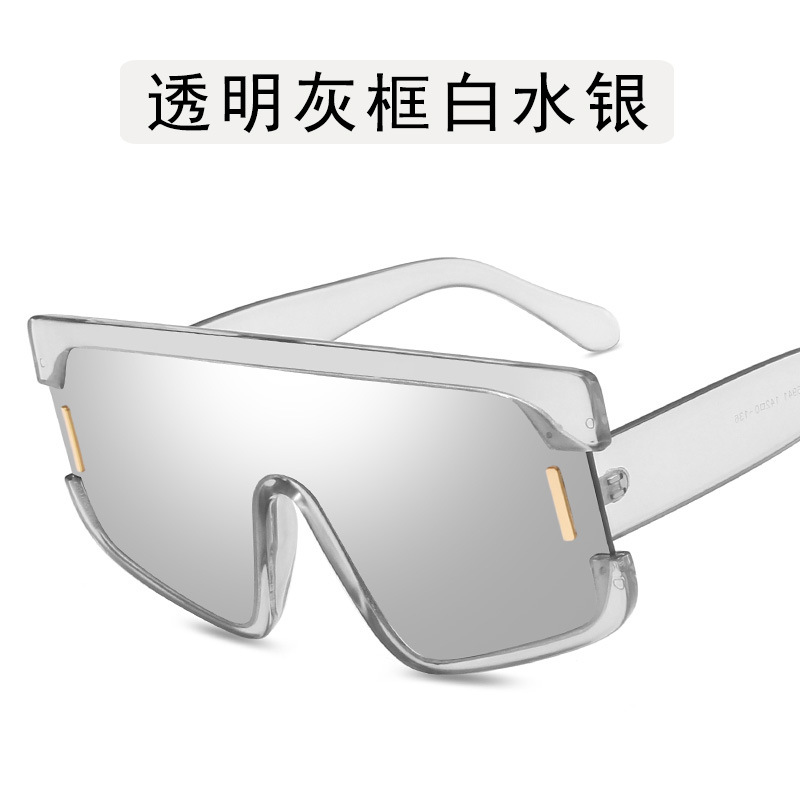 【YUZHU】COD Ins Oversized Bingkai Kontras Warna Satu-piece Lens Lapangan Sunglasses untuk Wanita