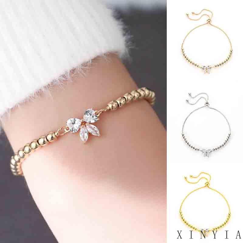 Xia.id Gelang Tangan Wanita Desain Pita Hias Zircon Mikro Adjustable