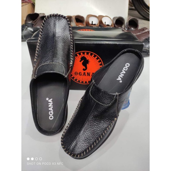 Sepatu Selop Bustong Casual Kulit Pria Ogana 01 ( Produksi Sendiri )