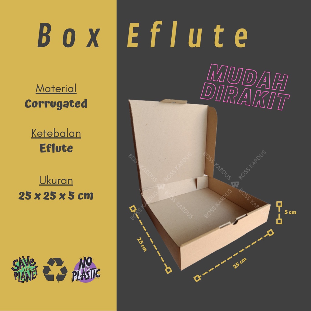 

Kardus Die cut/ Kardus corrugated/Box Packaging/Dus pizza/Kardus 25x25x05/ 1 pak isi 20 pcs