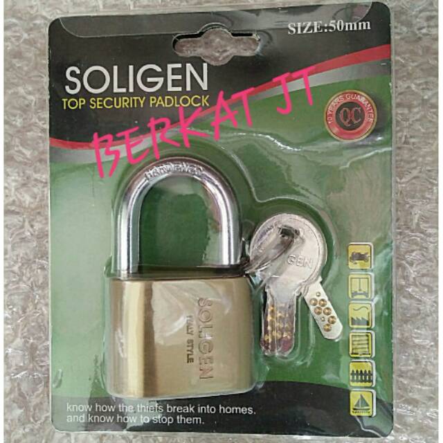 GEMBOK KUNINGAN ASLI 50 PENDEK/GEMBOK SOLIGEN/GEMBOK PER/GEMBOK PAGAR