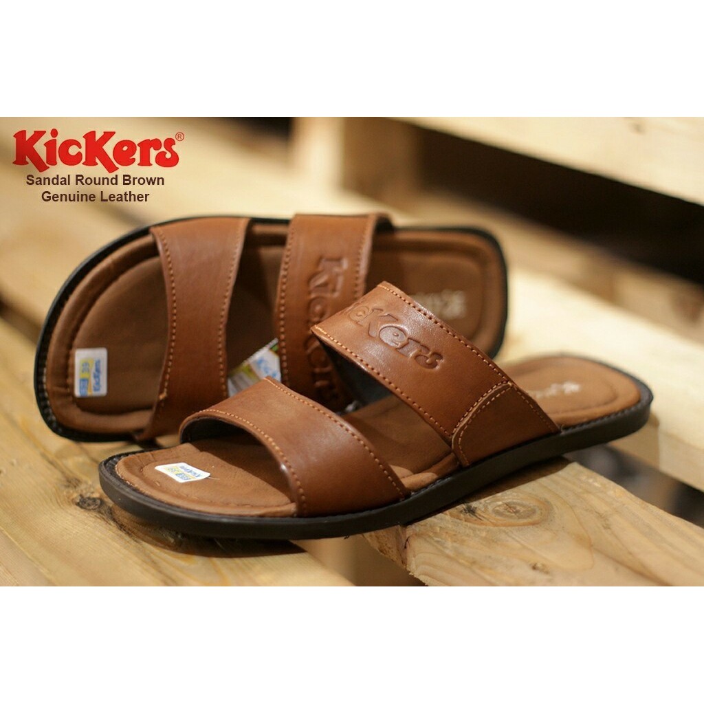 FS.Sandal Selop Slide Kulit Asli / Sandal Asli Kulit Sapi / Sandal Casual Pria / COTBUS C-02 TAN