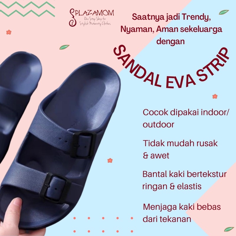 Sandal EVA karet PRIA DEWASA sendal slippers selop strip strap family keluarga polos anti slip nyaman ringan trendy cocok untuk outdoor indoor kualitas premium