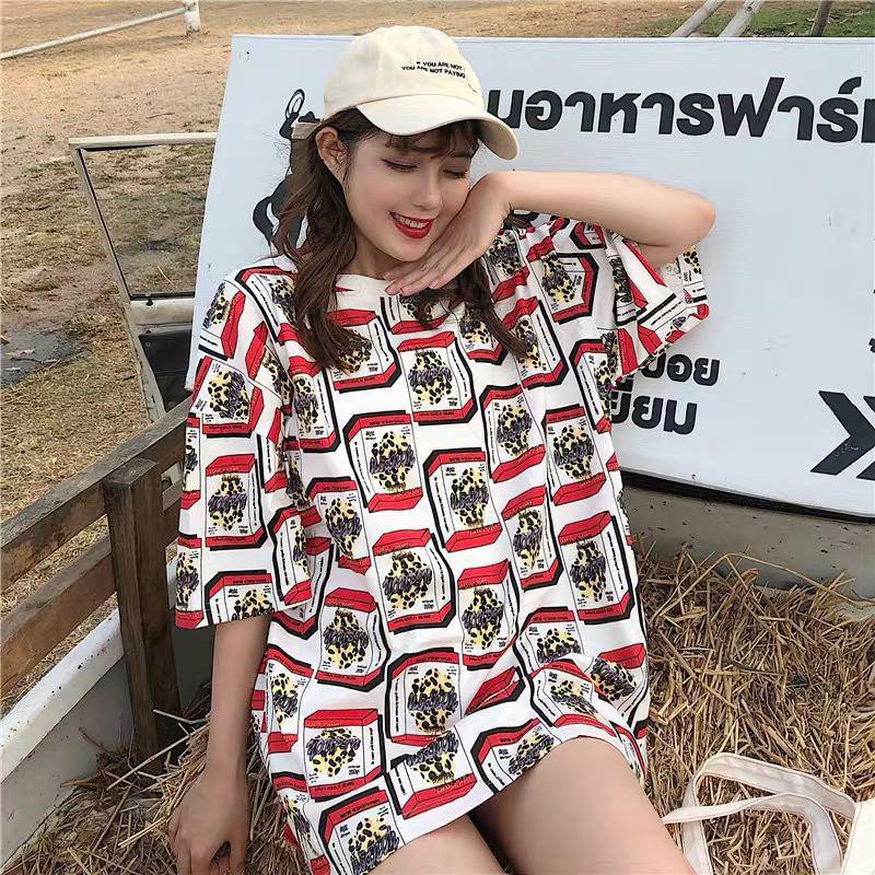 Oversize Tee Tshirt Model Longgar Utk Wanita Motif Cereal
