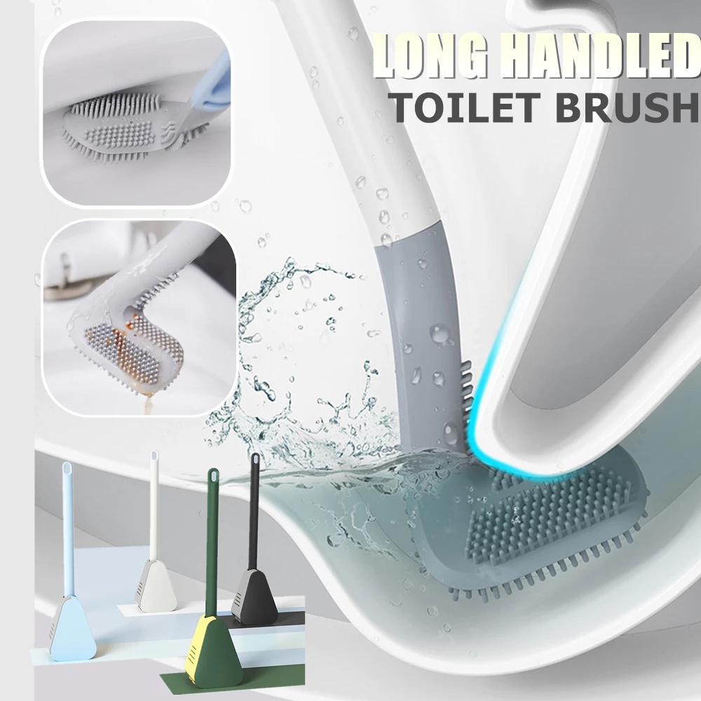 [Featured] Silicone Long Handle Golf Shaped Bendable Head Toilet Brush With Brush Holder