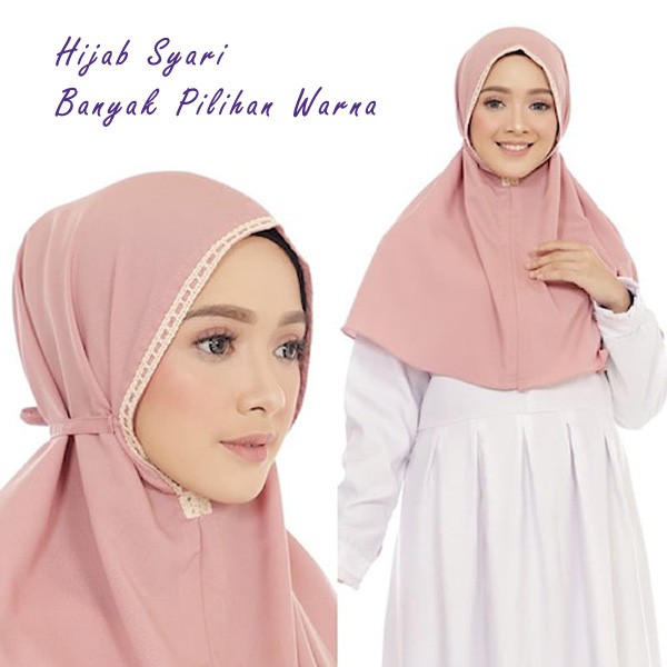Jilbab Hijab Kerudung Segi Empat Segiempat Instan Instant Bergo Khimar Panjang Syari Polos Motif Jum