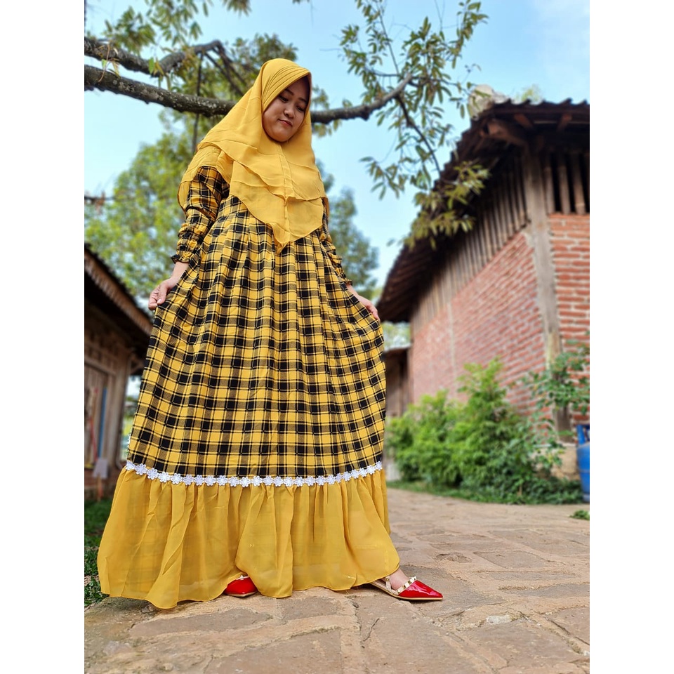 GAMIS SET SYARI MONALISA ANJANI MOTIF KOTAK//GAMIS CERUTY BABYDOLL //GAMIS TERBARU 2022//GAMIS REMAJ