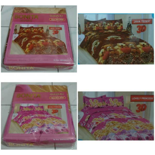 Sprei Bonita Ukuran 160x200 Motif Java Teddy dan Lovely Princess