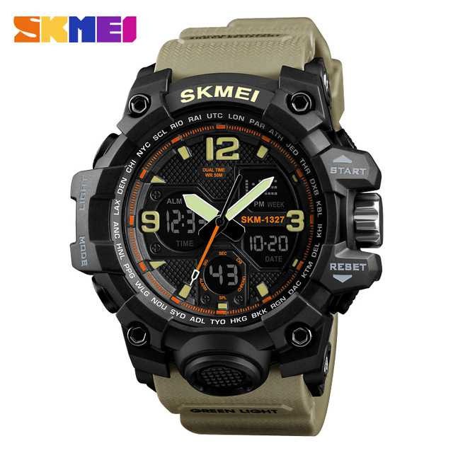 SKMEI Jam Tangan Digital Analog Pria JT 35 Jam Interface Chronograph Unik Penutup Stainless Anti Air