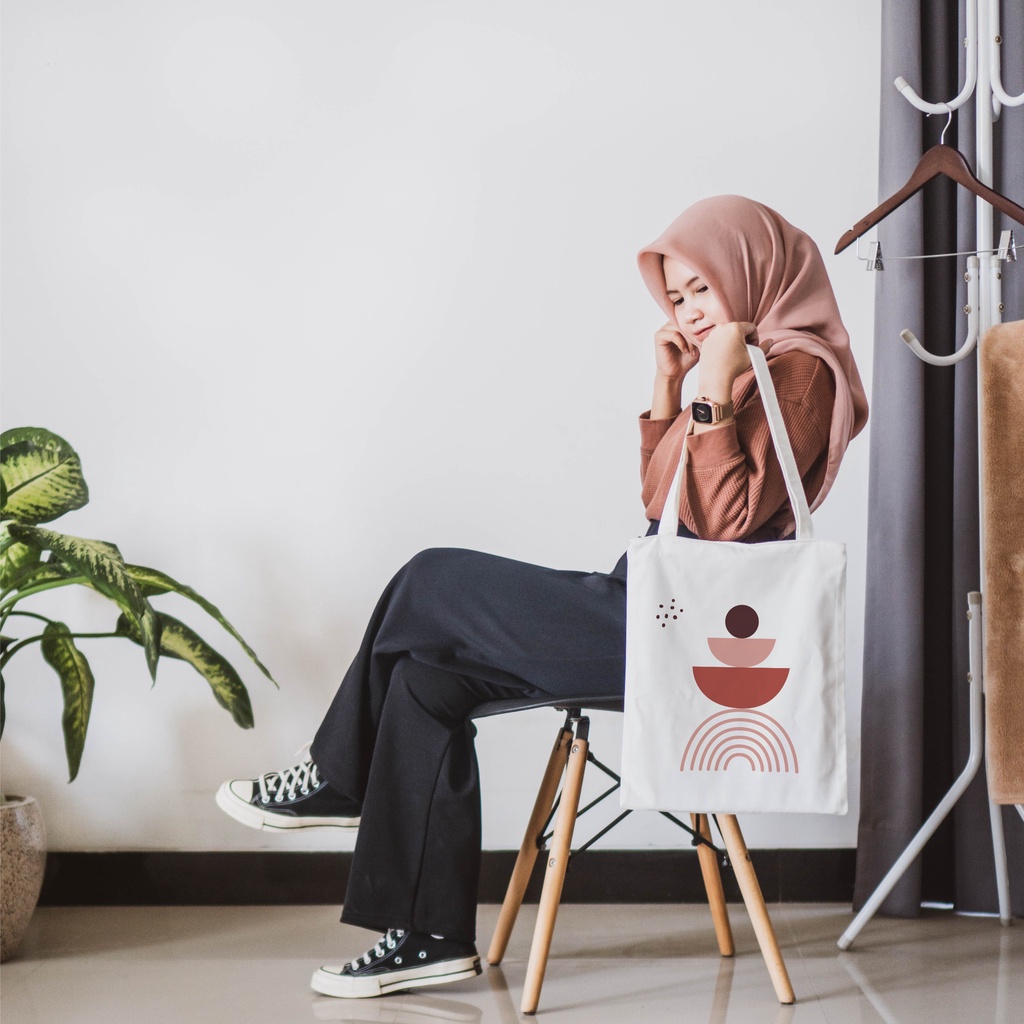 Sevine Tas Belanja Tote Bag Resleting Wanita Totebag Laptop nordic style Fashion full colour simple - NRC