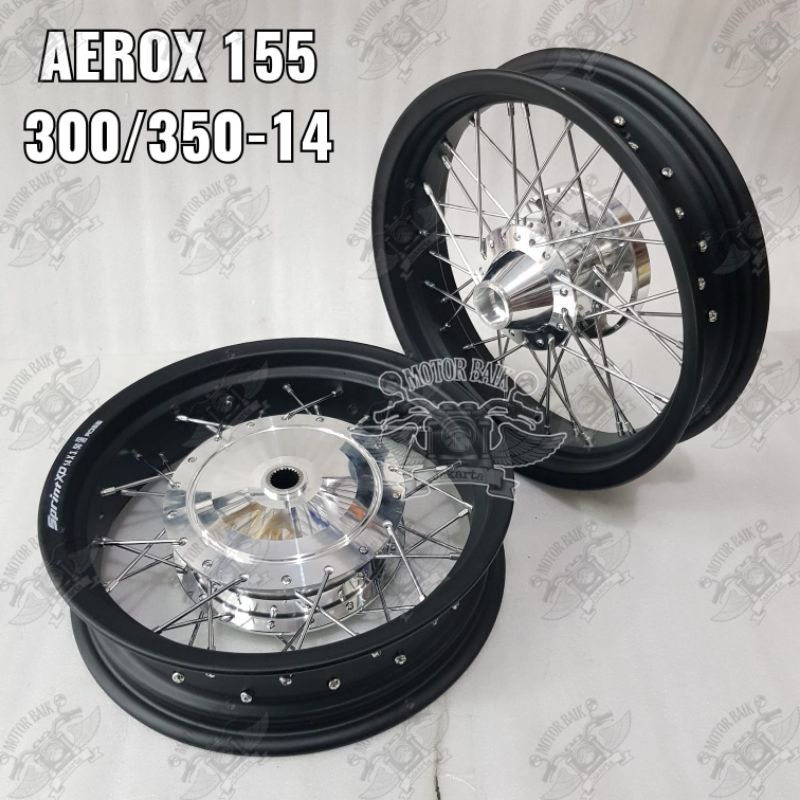 Paket velg tromol jari jari 1set AEROX 155cc 300/350 ring 14 hole 36 pnp