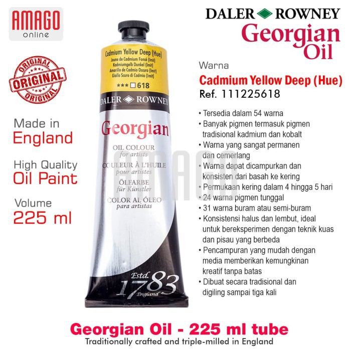 DALER-ROWNEY - GEORGIAN OIL 225ml - CADMIUM YELLOW DEEP HUE - 111225618