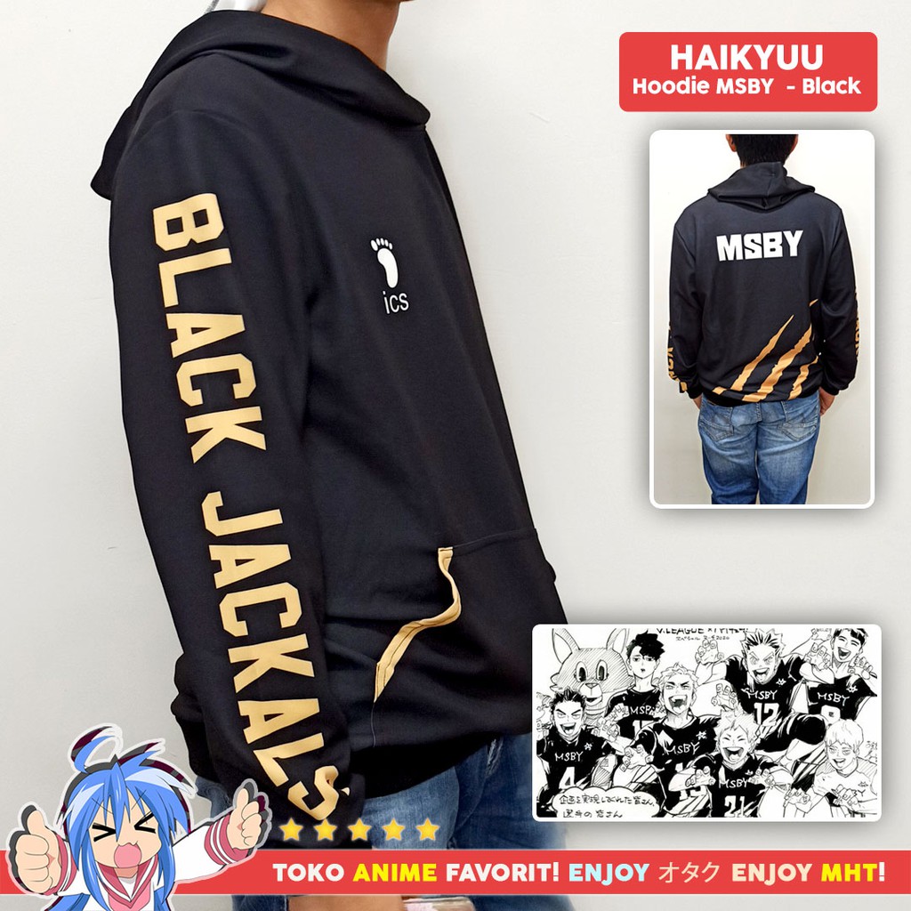 Jaket Hoodie Anime Haikyuu MSBY Black Jackals Hitam Cosplay Miya Hinata Bokuto