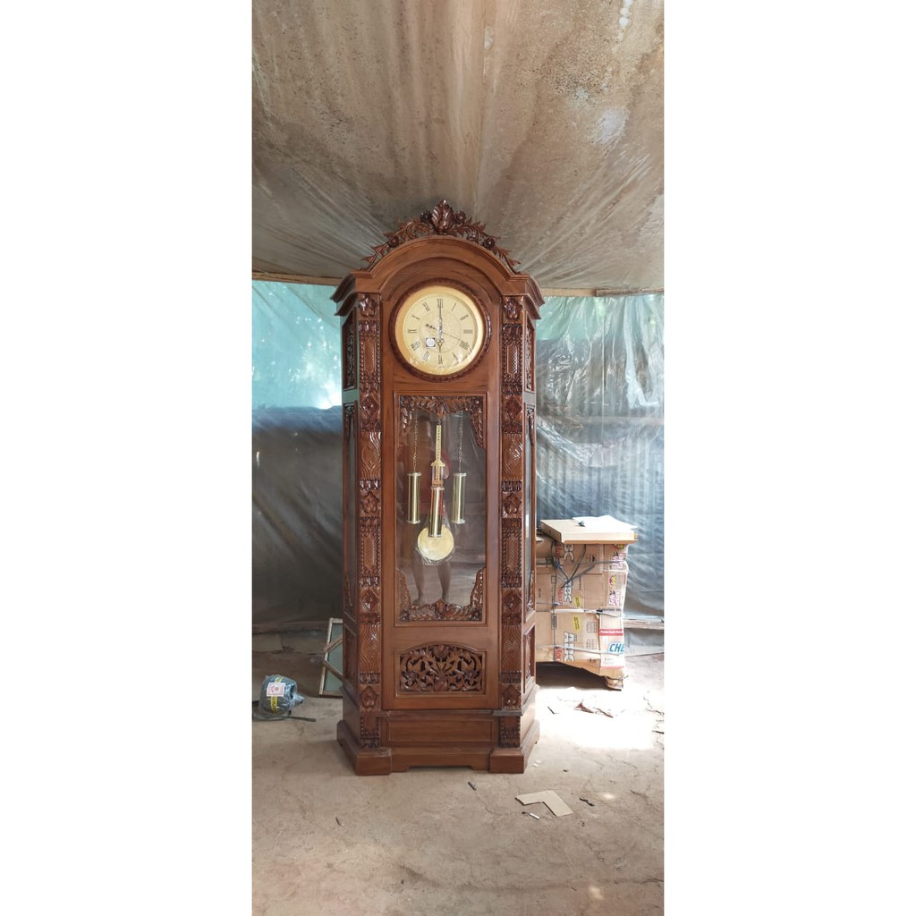 ALMARI JAM HIAS UKIR GEBYOK KLASIK JATI ASLI JEPARA