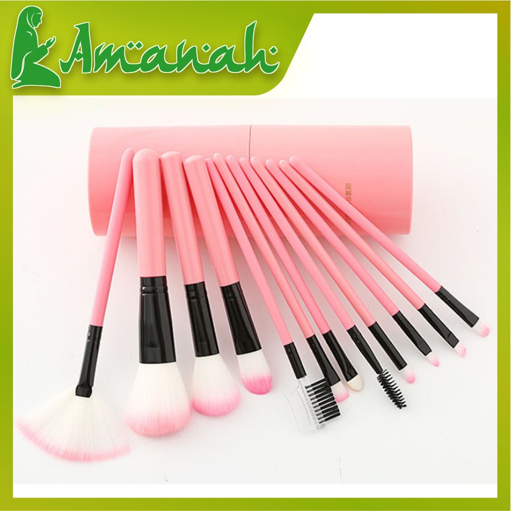 AS732 Brush Set Tube isi 12 pcs / Kuas Makeup / Alat Rias 12 pcs set Tabung