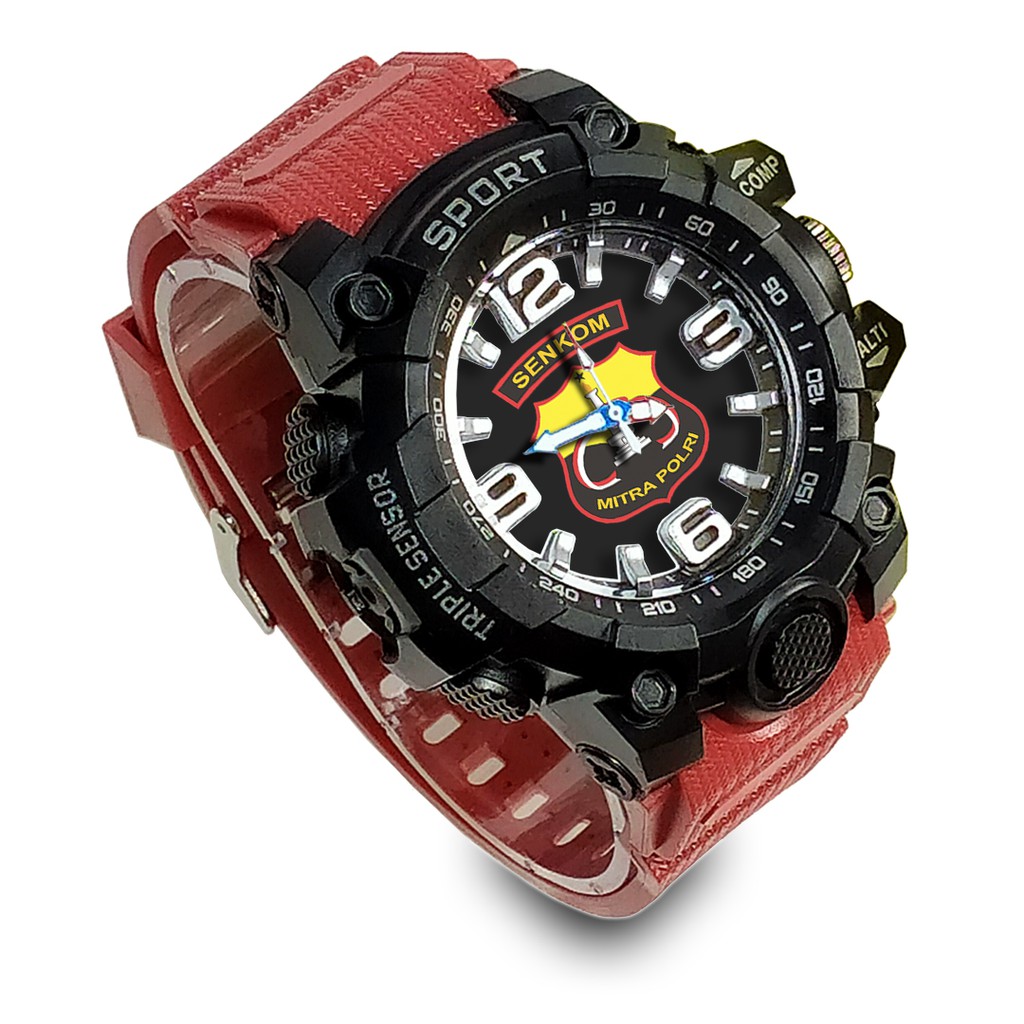 Jam Tangan Custom SENKOM MITRA POLRI Ruber- Water Resistant