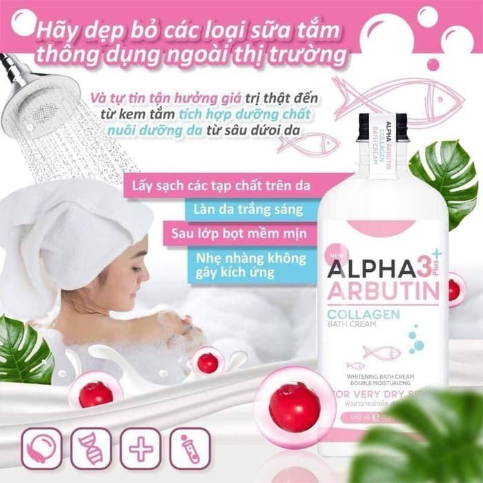 Alpha Arbutin 3 Plus Whitening Collagen Bath Cream Sabun Mandi Cair Origial Bpom