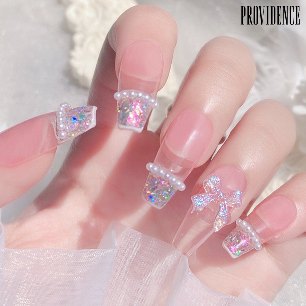 Providence 50Pcs / Pak Hiasan Kuku Bentuk Hati / Pita / Beruang Bahan Resin Untuk Aksesoris Nail Art Charms