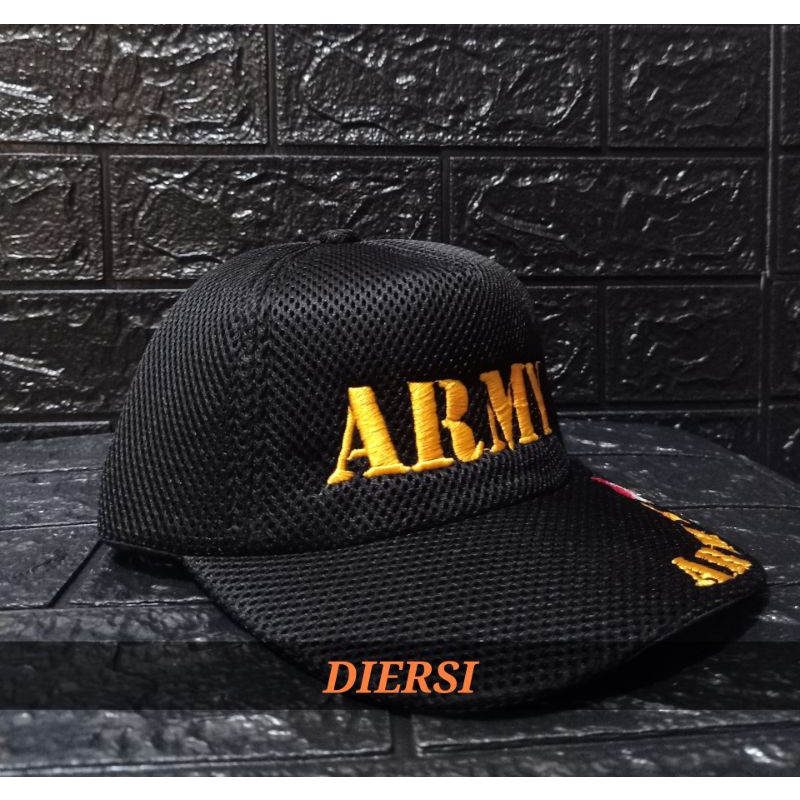 DIERSI STORE TOPI DOUBLE MESH BORDIR ARMY/TOPI ARMY BORIR/TOPI TENTARA