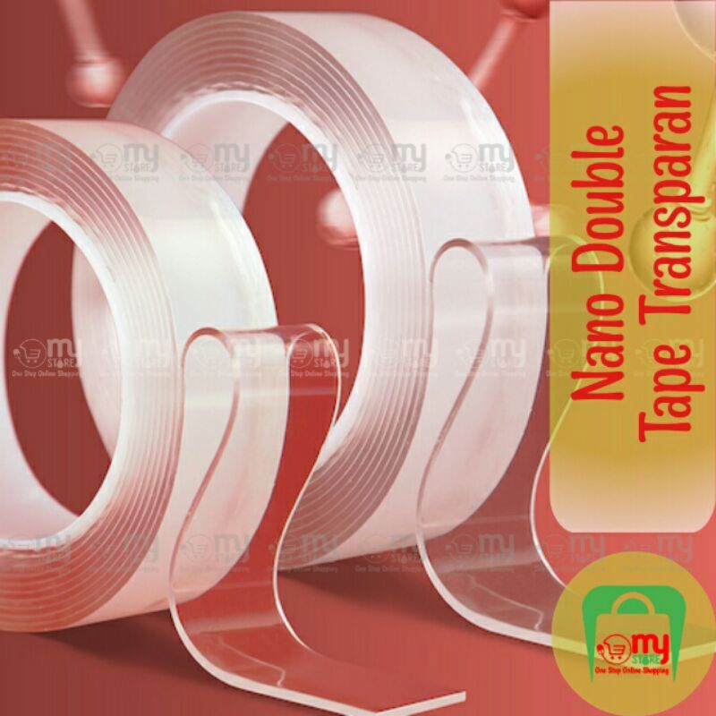 

Nano Double Tape Transparan 1 Meter / Isolasi 2 Sisi