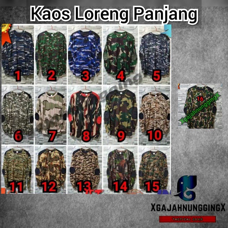 KAOS LORENG CAMO ARMY Lengan Panjang MURAH BANDUNG