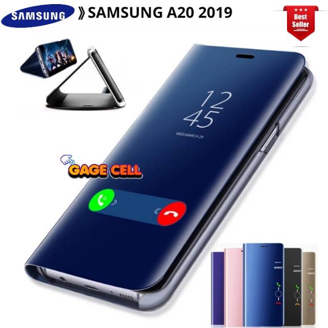 FLIP CASE MIRROR 360 SAMSUNG A20 STANDING CASE-FLIP COVER MIROR SAMSUNG A20 LIPAT CERMIN PREMIUM