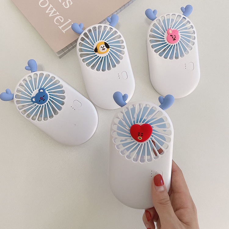 Kipas Angin Mini Fan Motif Kartun KPOP BTS TATA COOKY CHIMMY