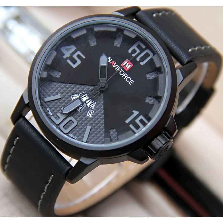 JAM TANGAN PRIA NAVIFORCE 9087 TALI KULIT ORIGINAL