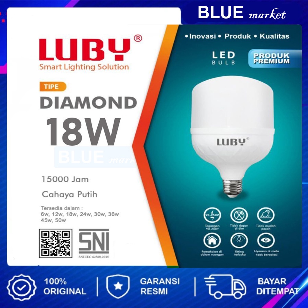 Lampu Led Luby Diamond 18 Watt Cahaya Putih