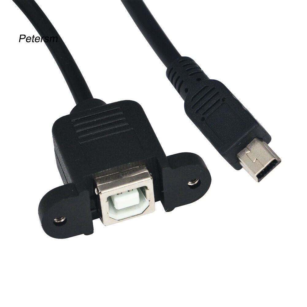 Kabel Adapter Usb Tipe B Female Dengan Panel Mount Ke Mini Usb Plug Male