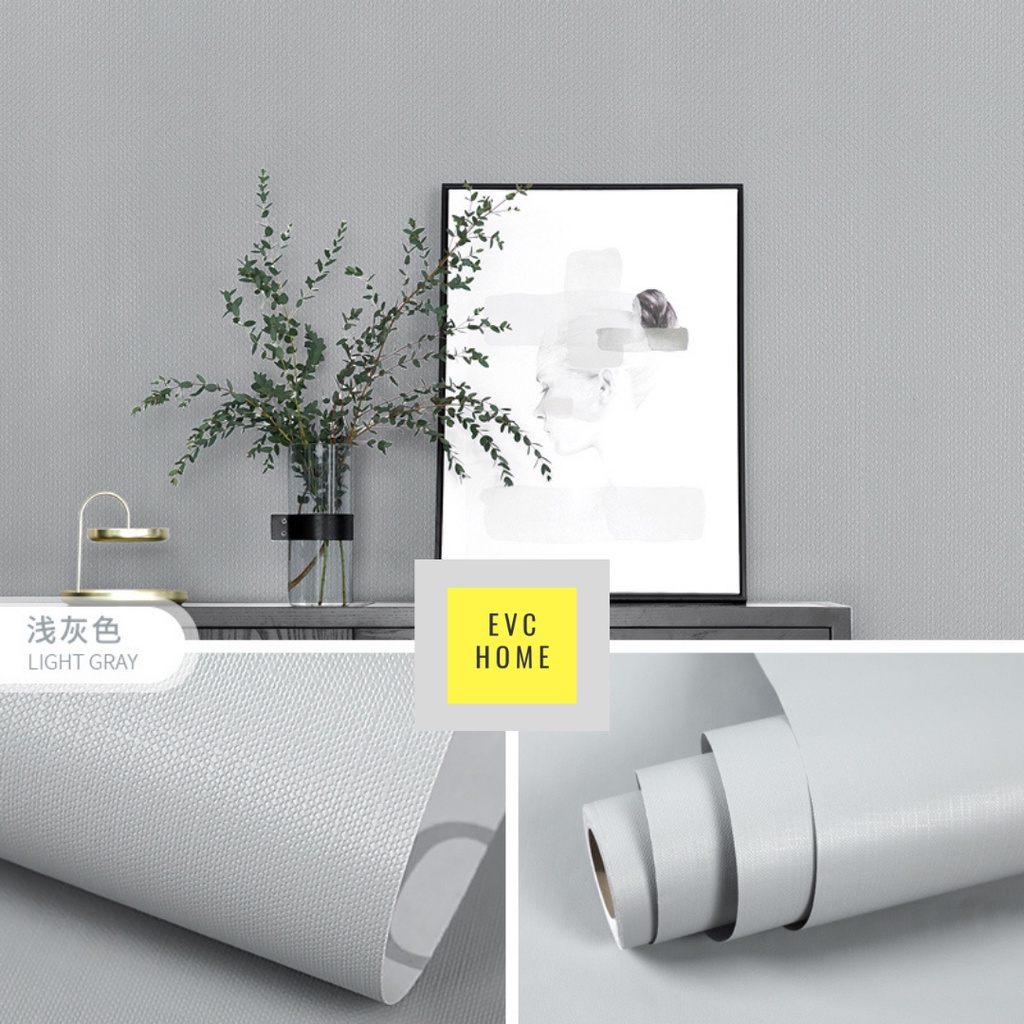EVCHOME 45CM x 5M Wallpaper Sticker 3D Dinding KOREA PREMIUM - Wallsticker Emboss-Light Grey