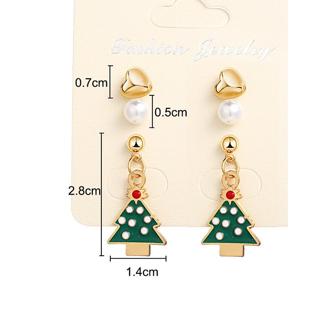 LRC Anting Tusuk Fashion Gold Christmas Tree Earrings D16227