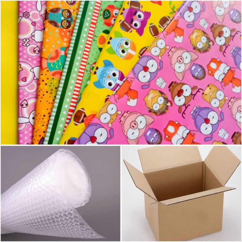 Extra Packing Bubble Wrap, Kardus/kerdus, Kertas kado