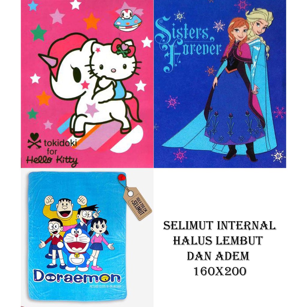 Selimut internal 160x200 motif Frozen lembut halus tidak luntur balmut